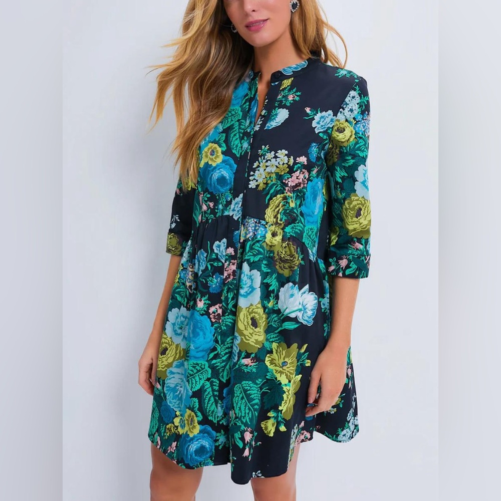 Tuckernuck Verdant 3/4 Sleeve Babydoll Dress in Multi Floral - XS